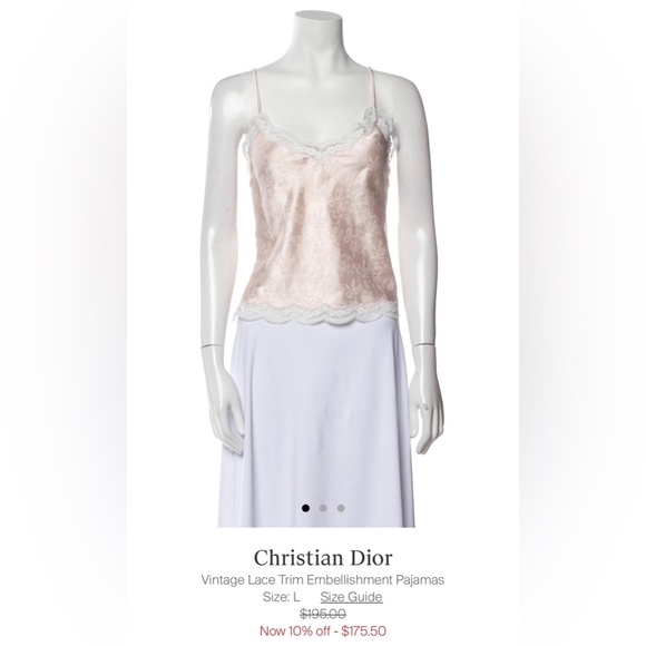 Christian Dior Vintage Lace Trim Embellished Lingerie Camisole Top - Picture 11 of 11